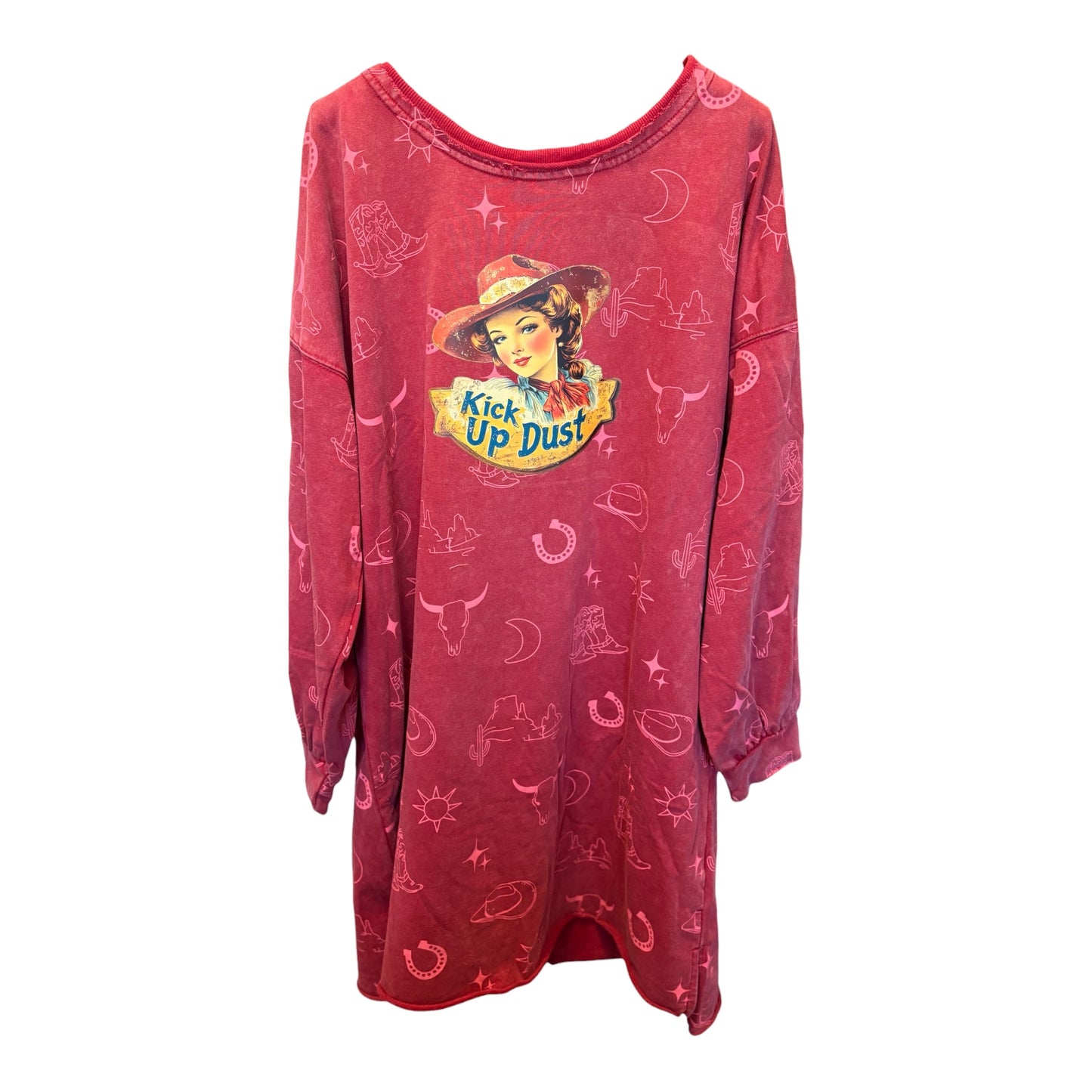 Kick Up Dust Upcycled Oversized Sweatshirt Long Length Fits Small-Large