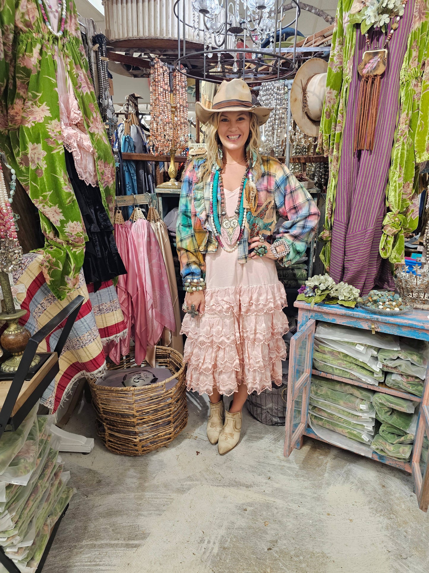 Pink Distressed Ruffle Slip Dress: Sm