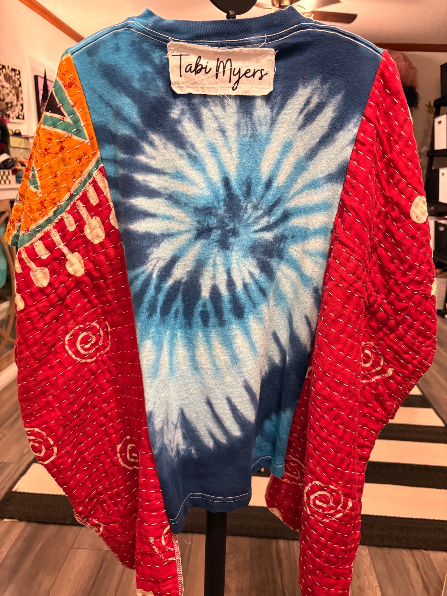 40 Ounce to Freedom Upcycled Vintage Kantha Poncho One Size Fits a Small to XL