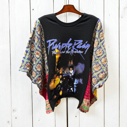 Prince Upcycled Vintage Kantha Poncho Tee Fits A Size Small to XXL