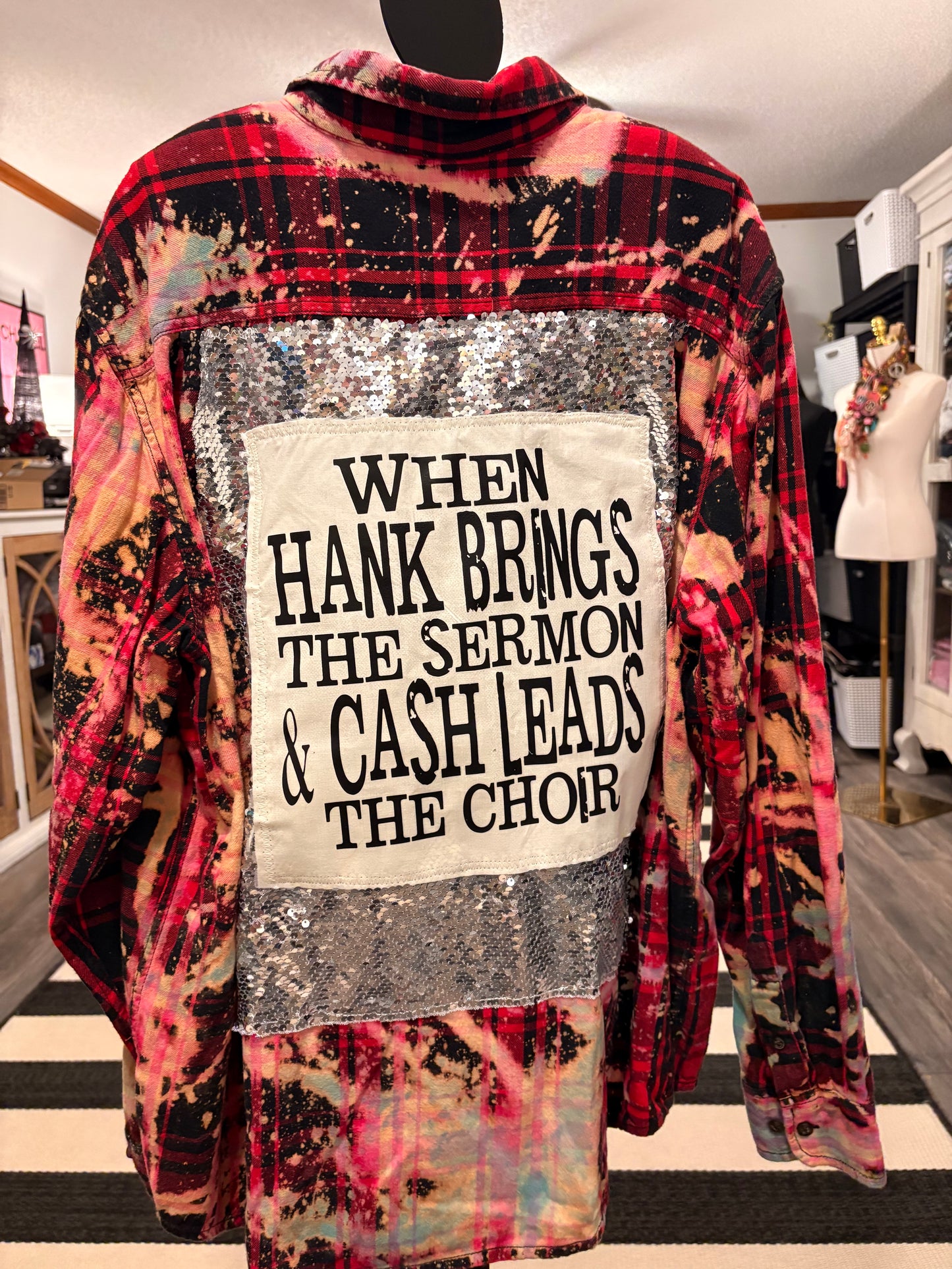 Flashy Flannel with Sequin Panel Hank Brings Sermon Small to XXL 4-16