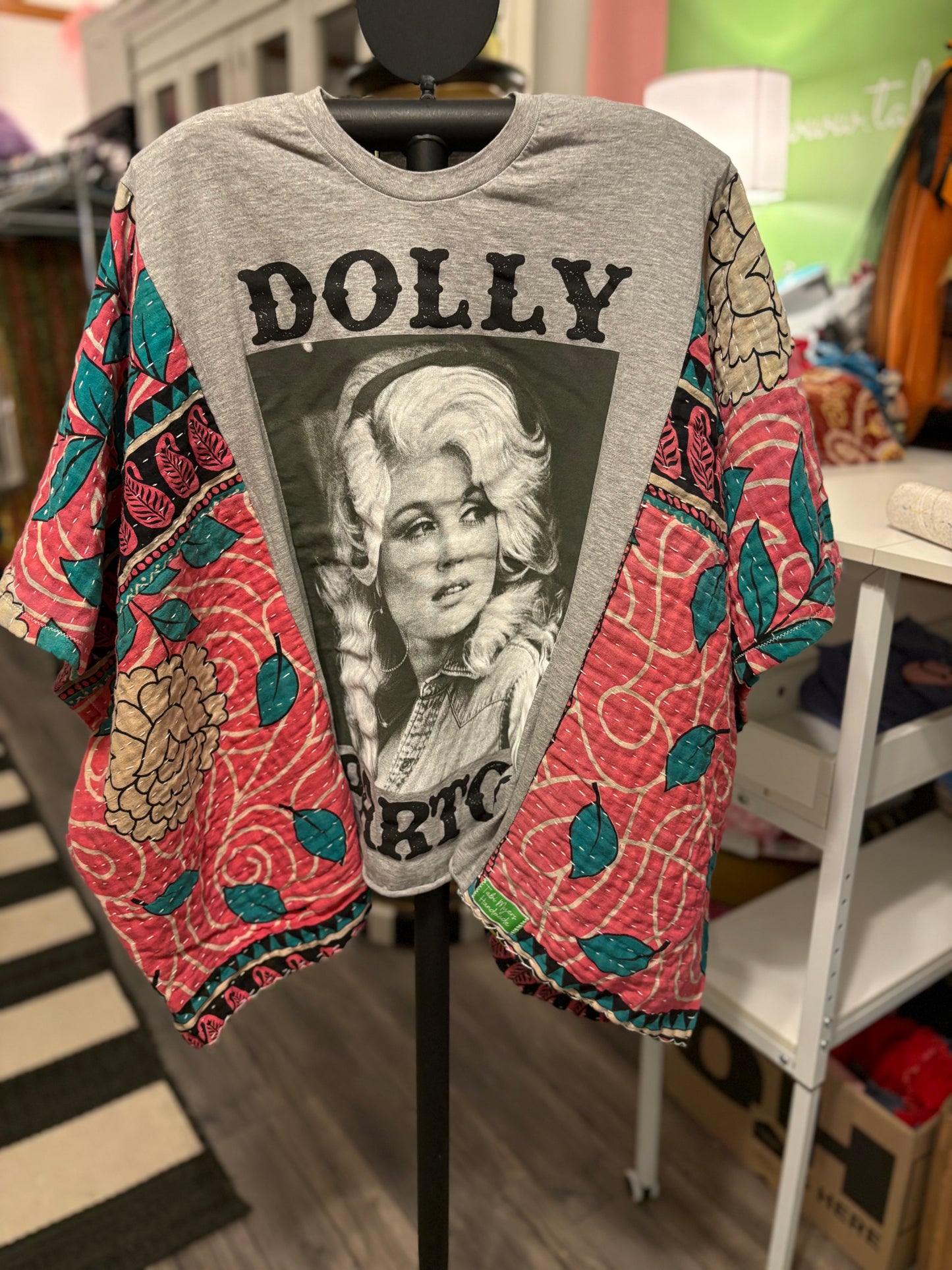 Guts and Grits Dolly Upcycled Vintage Kantha Poncho Tee Fits A Size Small to XXL
