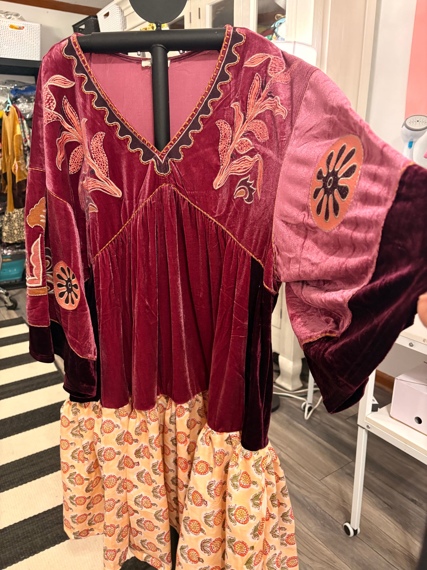 Artemis Upcycled Velvet and Hand Blocked Cotton One Size Fits Medium to XXL OVERSIZED!