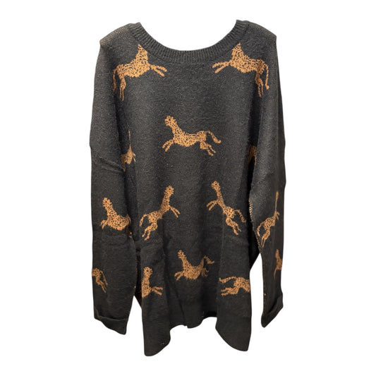 Easel Black Cheetah Sweater Plus Size