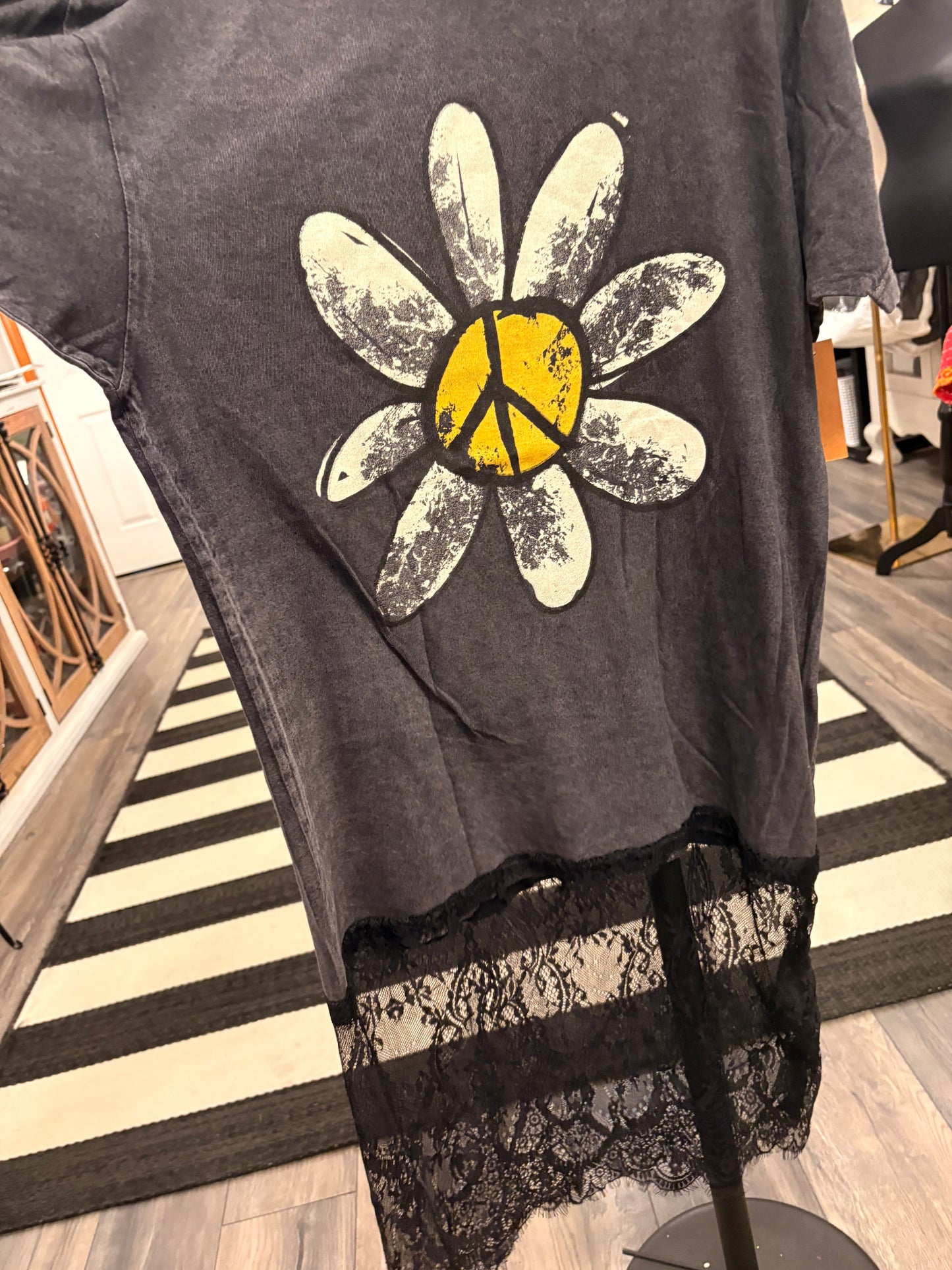 Dirty Daisy Lace Bottom Tee Dress OVERSIZED Fits a Small and Medium
