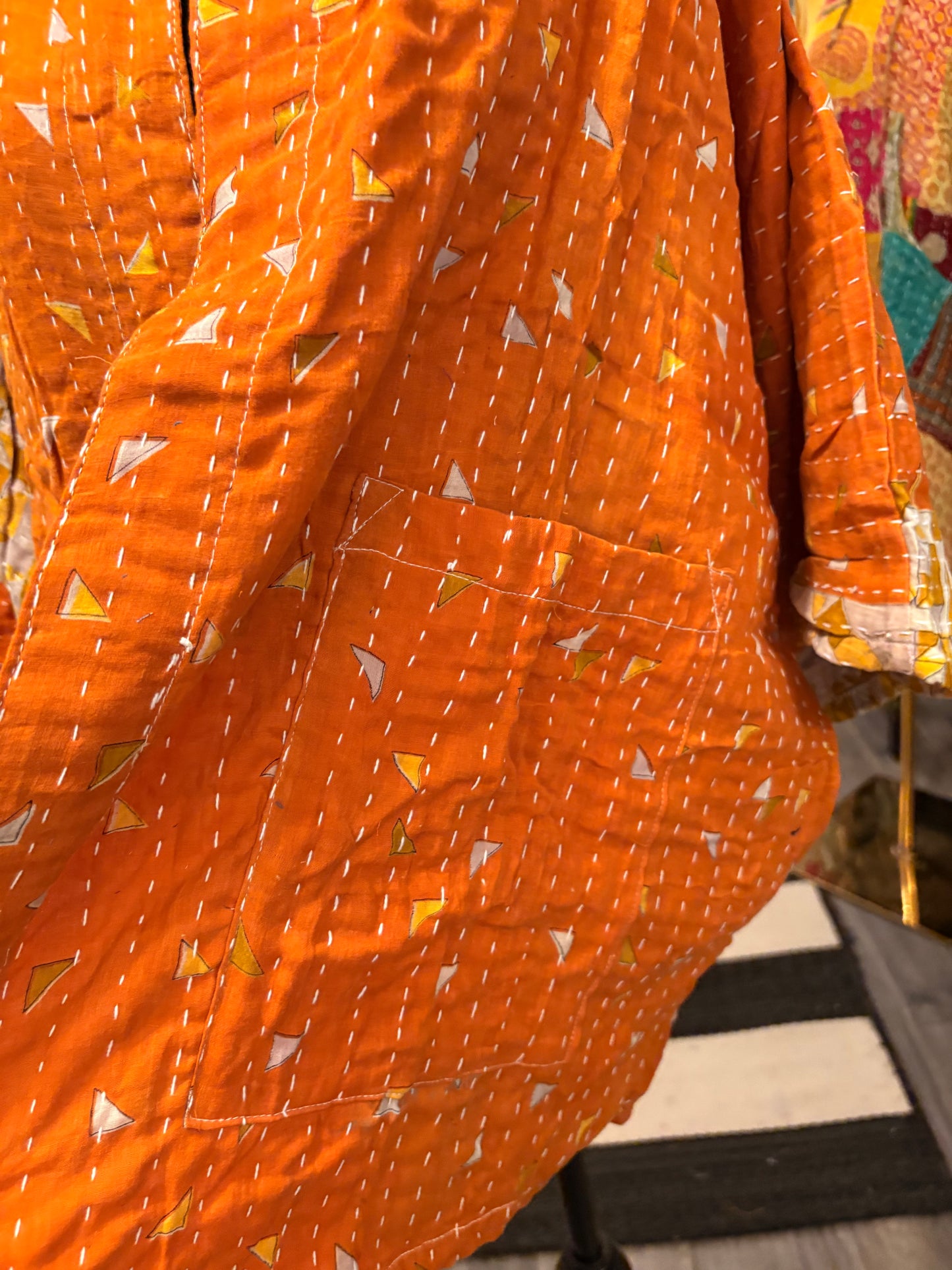 Donna Vintage Printed Cotton Kantha Jacket One Size Fits Small to 2X