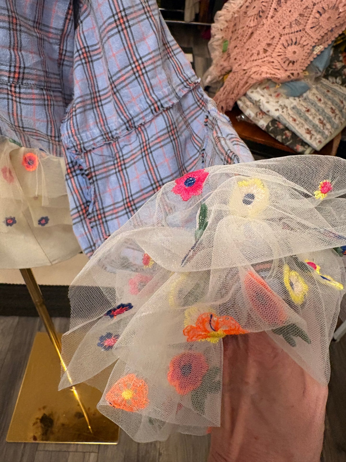 Sophie Upcycled Oversized Frayed Flannel Tutu Top One Size Fits a Small to XXL