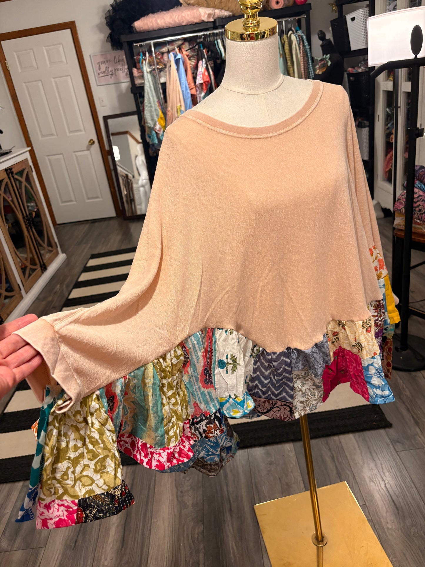 Lilly Upcycled Butterfly Poncho One Size Fits a Large to 3X