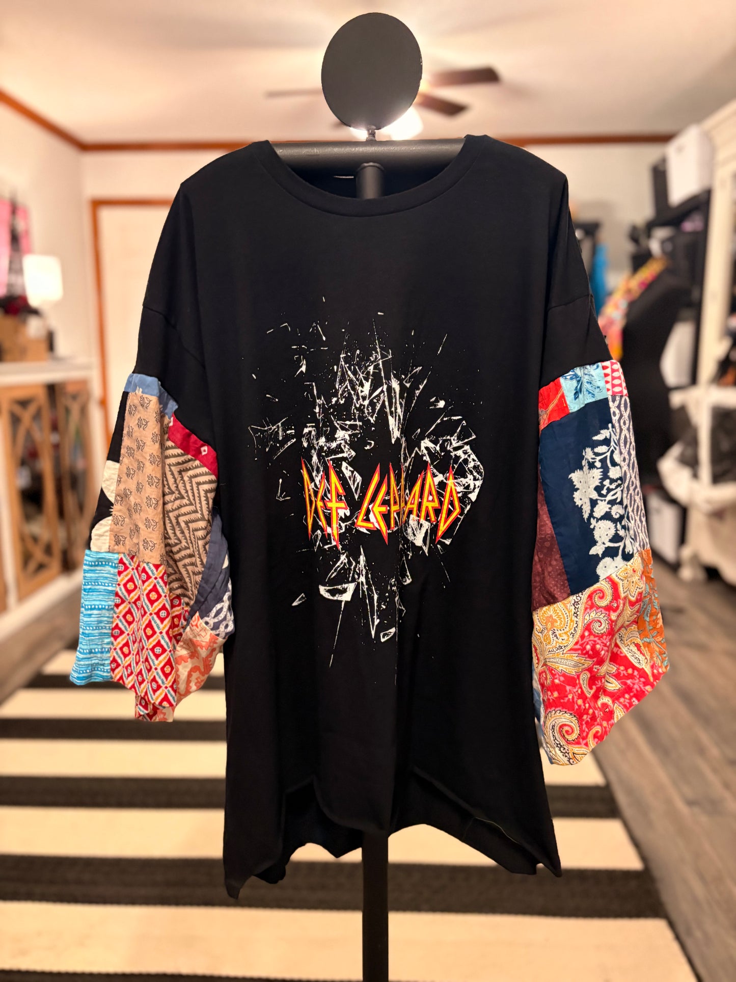 Photograph Patchwork Sleeve Tee Fits a Small to 2X