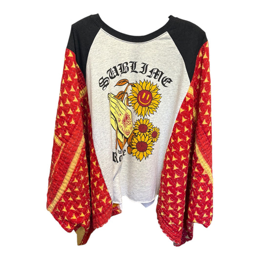 Sublime Upcycled Vintage Kantha Poncho Tee Fits A Small to XXL