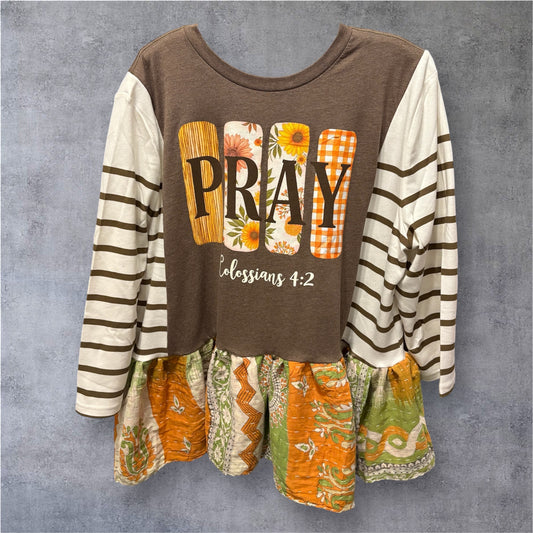 Pray Upcycled Vintage Kantha Doll Baby One Size Fits Most Size 6-16