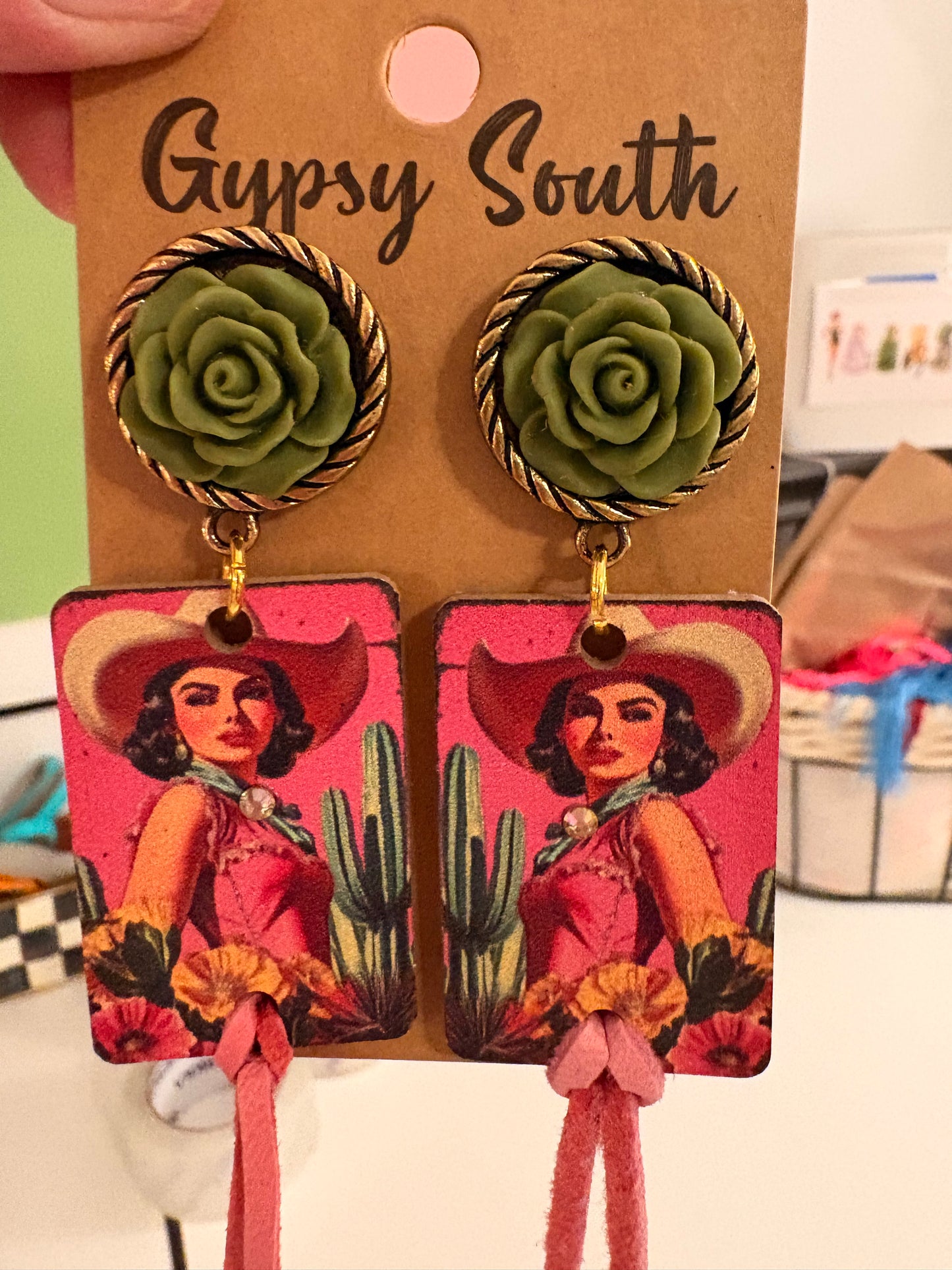 I Wanna Be A Cowgirl Handcrafted Wooden Earrings