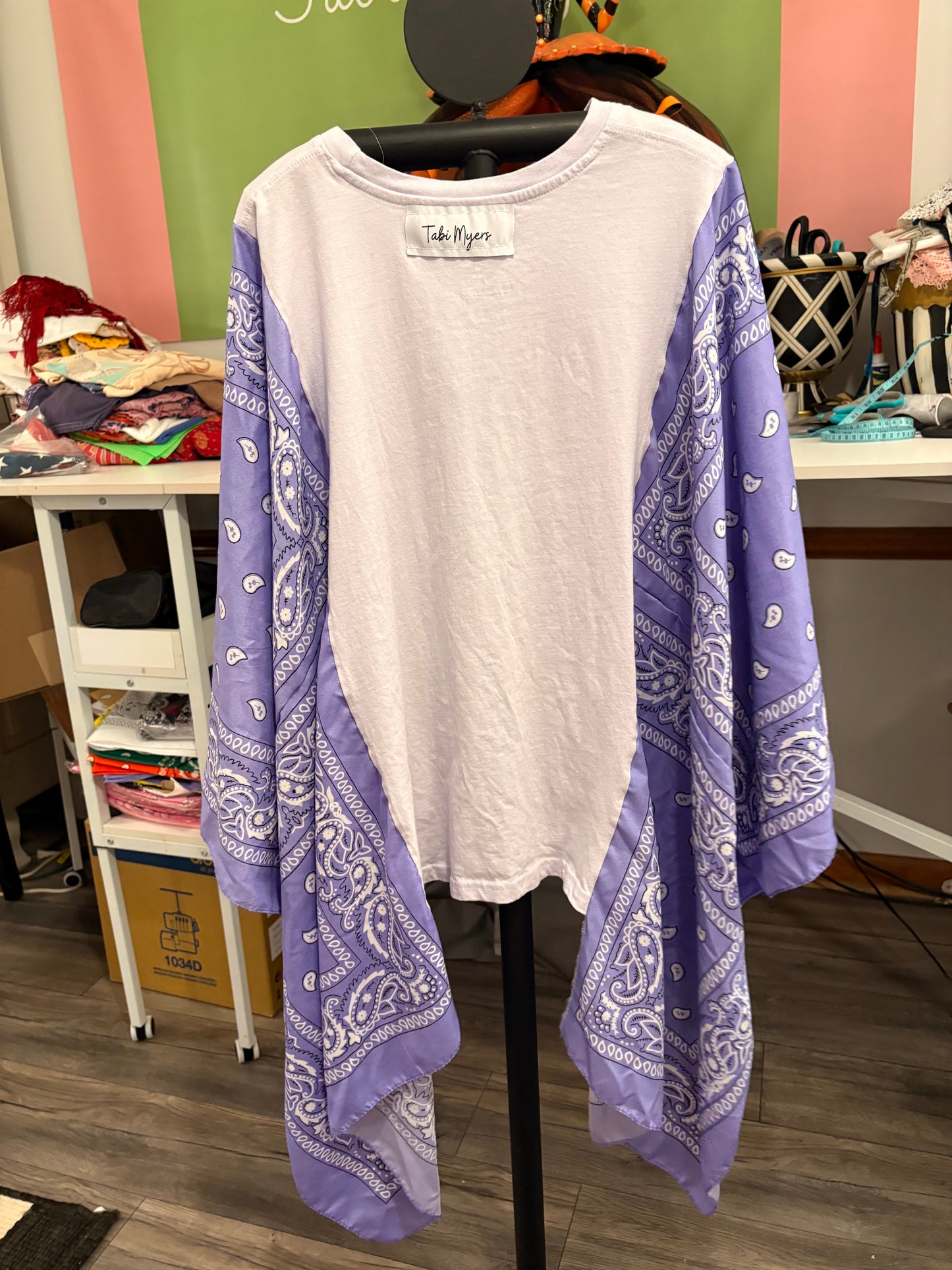 Woodstock in Lavender Bandana Poncho Tee Fits a Small to Large