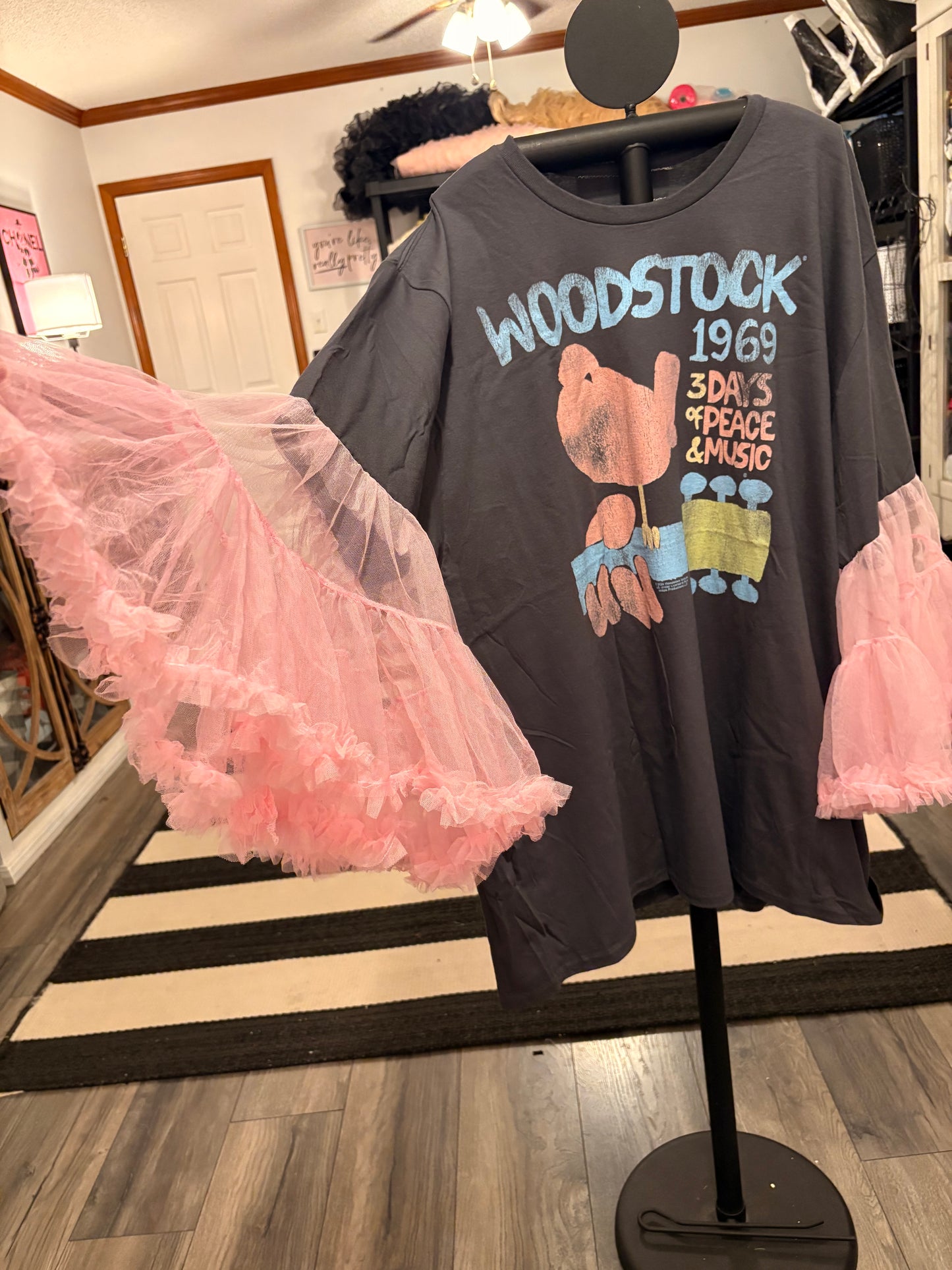 Pink Woodstock Rockstar Tee One Size Fits A Large to 3X