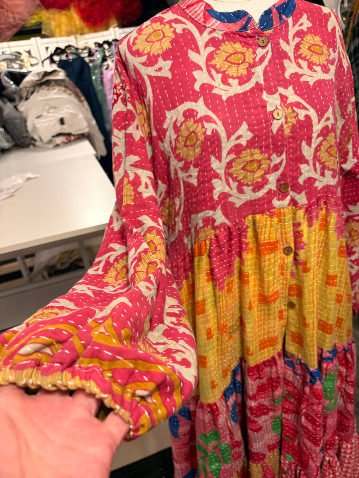 Lisa Vintage Kantha Duster Maxi Dress One Size Fits Small to 3X 2-22