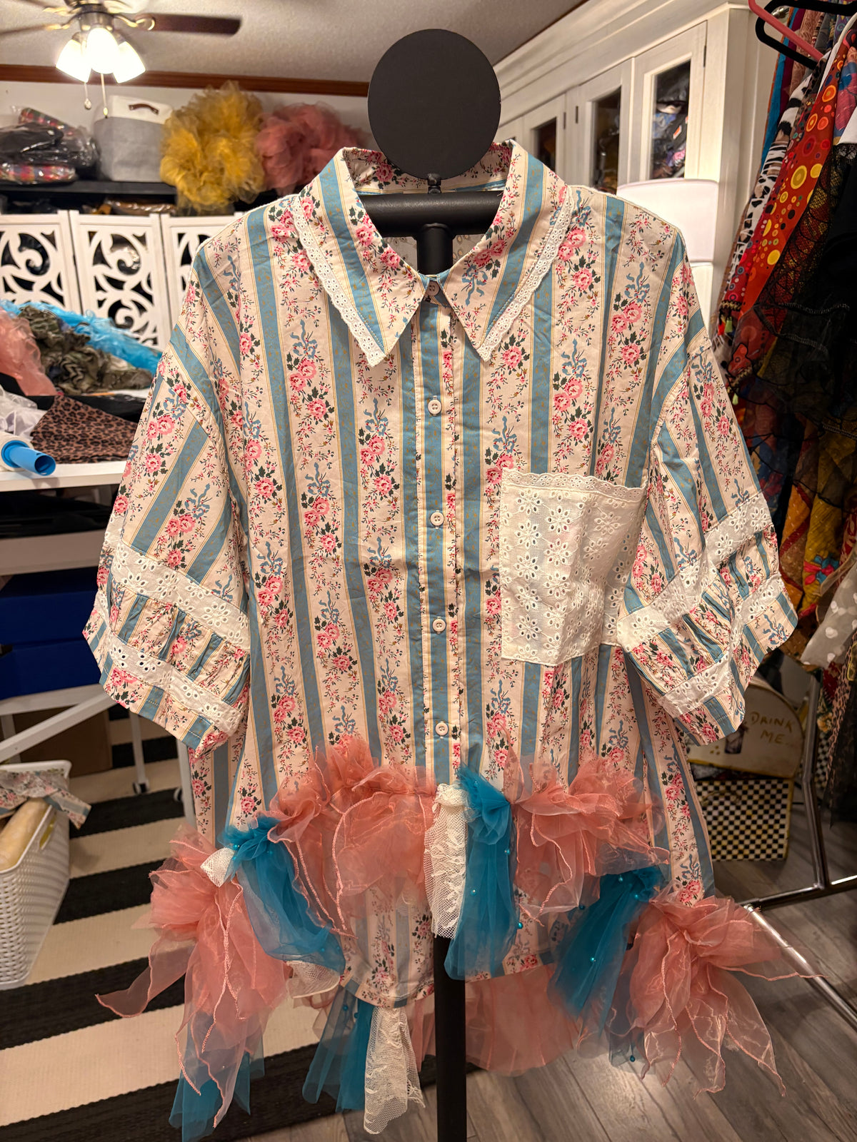On the Prairie Fringe Hi/Lo Button Down One Size Fits Small to XXL