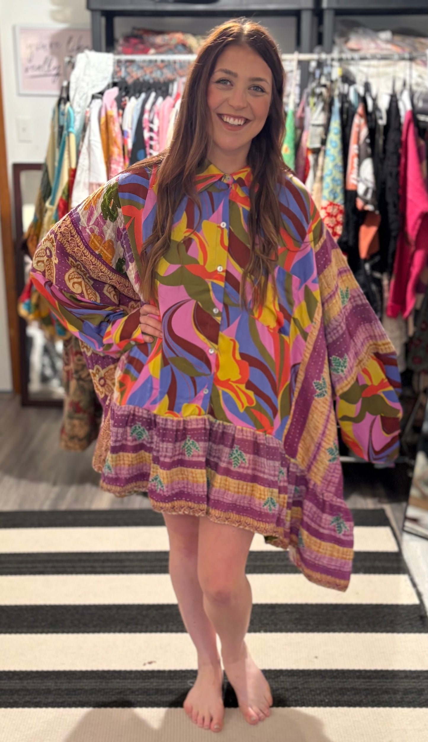 Groovy Upcycled Long Top One Size Fits a Large to 4X