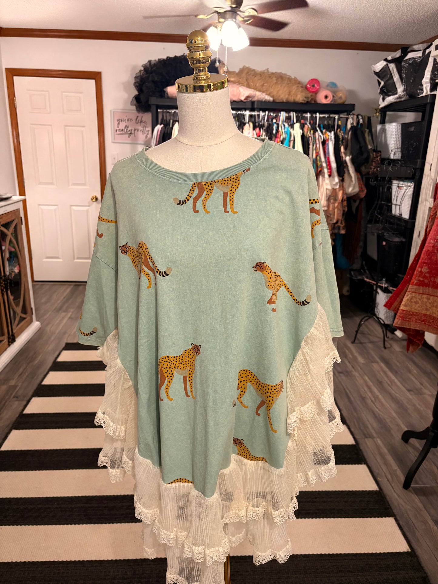 The Cheetah Angel Poncho One Size Fits a Large to 3X
