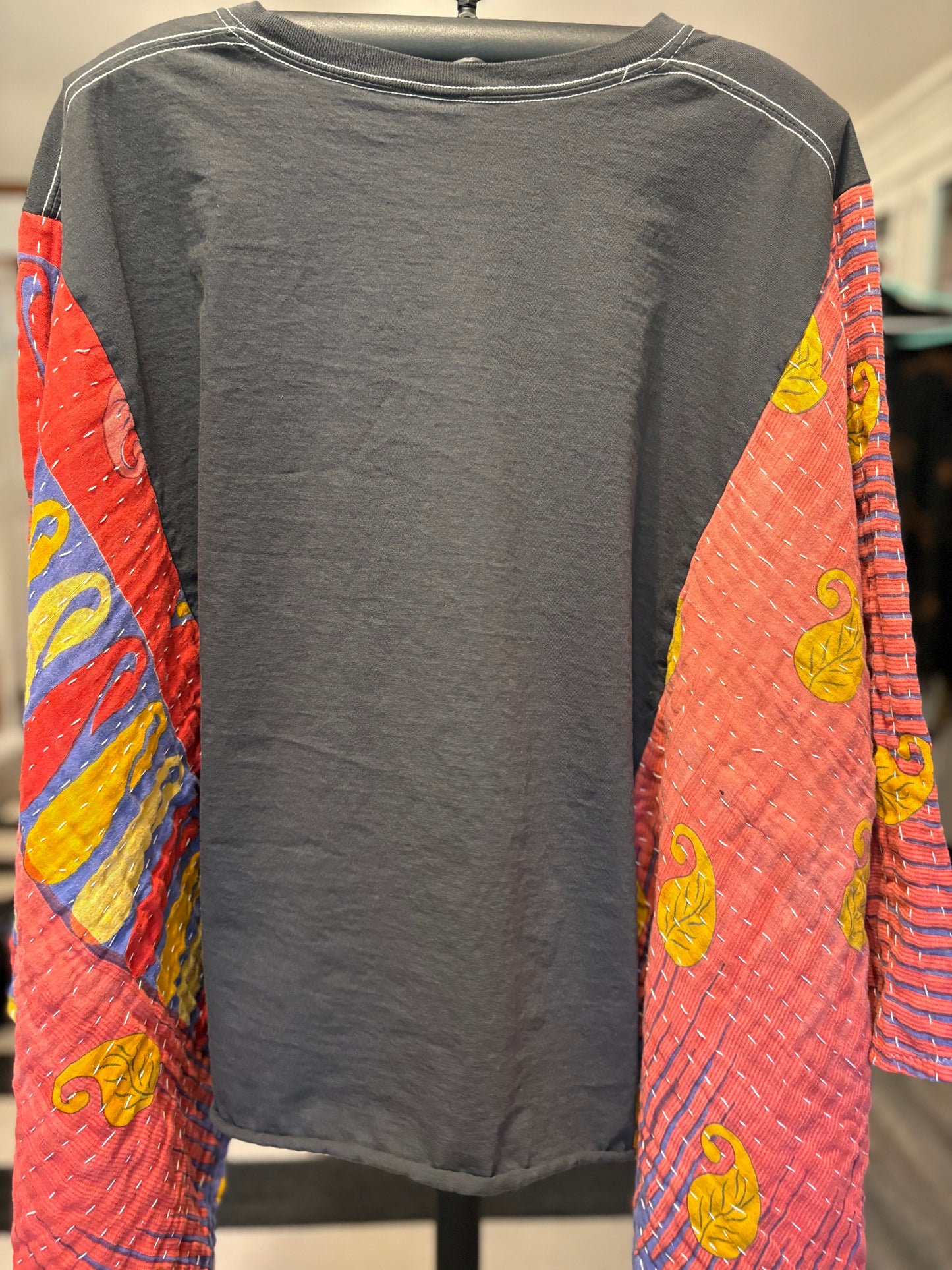 Smashing Pumpkins Upcycled Vintage Kantha Poncho Tee Fits A Size Small to XXL