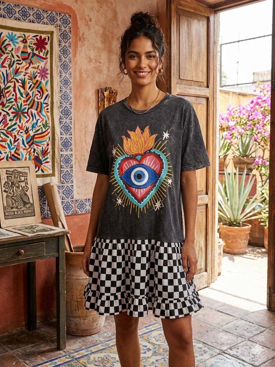 Eye-Conic Upcycled Tee Dress Fits a Small to XXL