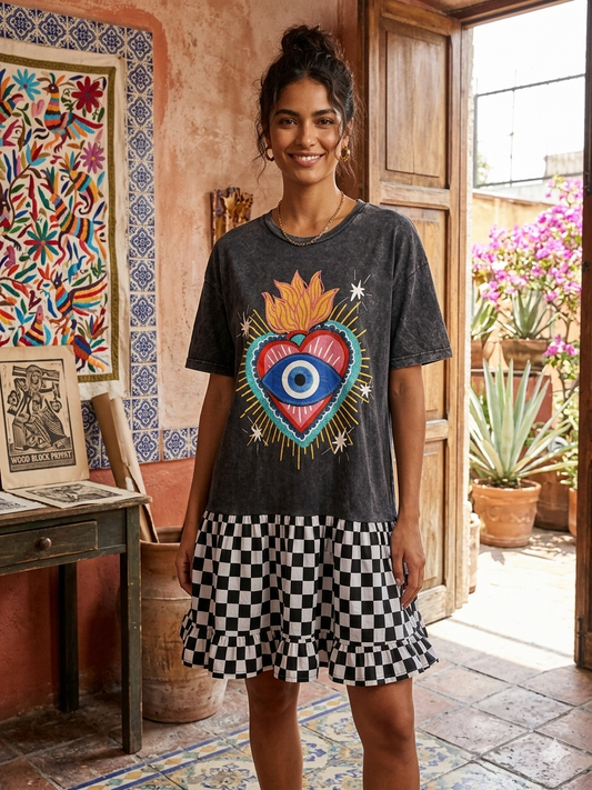 Eye-Conic Upcycled Tee Dress Fits a Small to XXL
