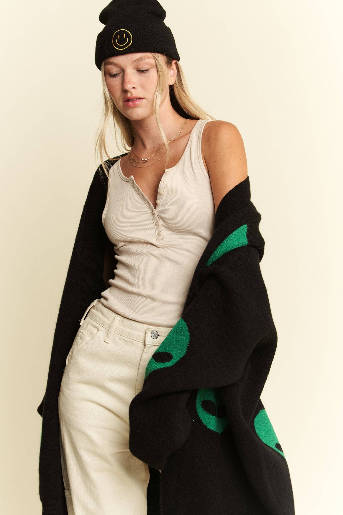OVERSIZED ALIEN CARDIGAN: Black