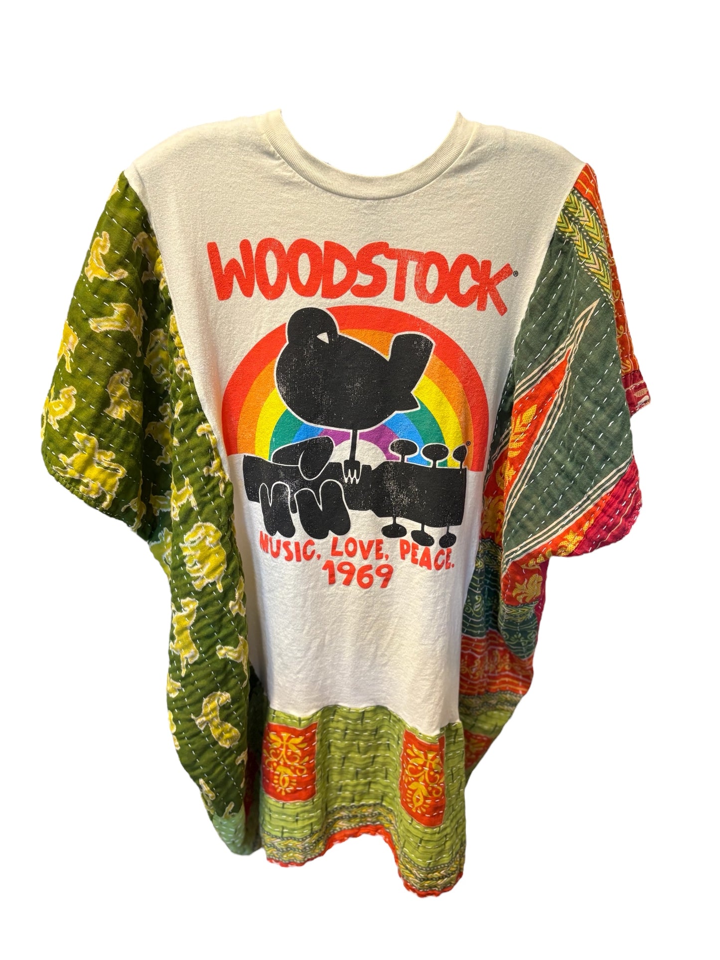 Woodstock Upcycled Kantha Dress Fits a Small to XXL Super Oversized