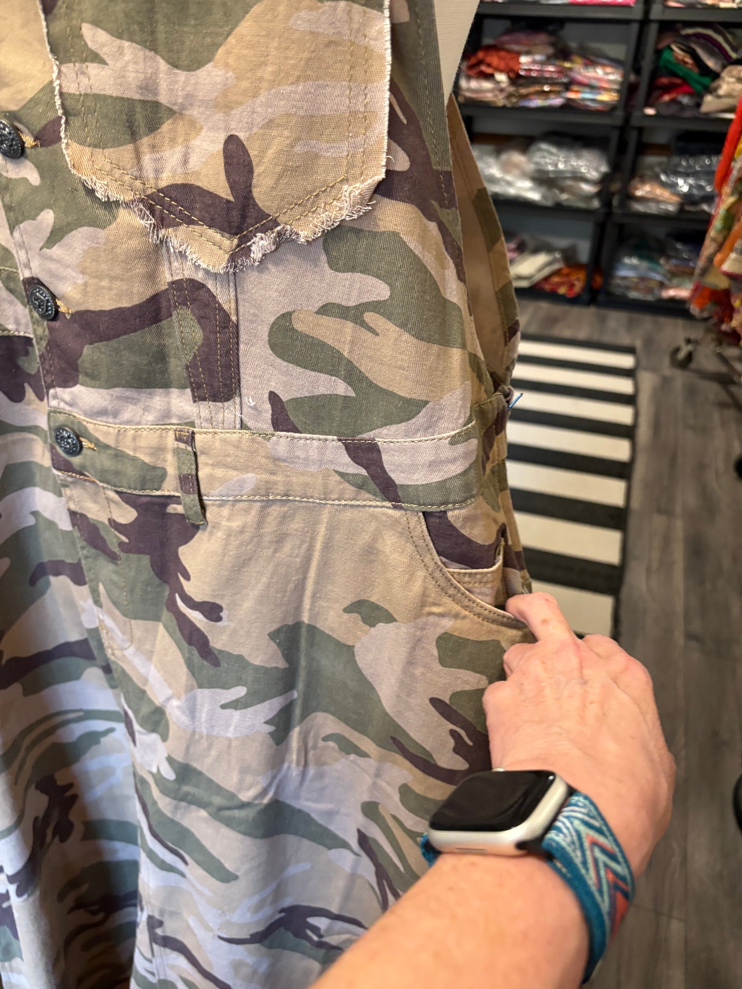 Beige Camo Overall Maxi Dress