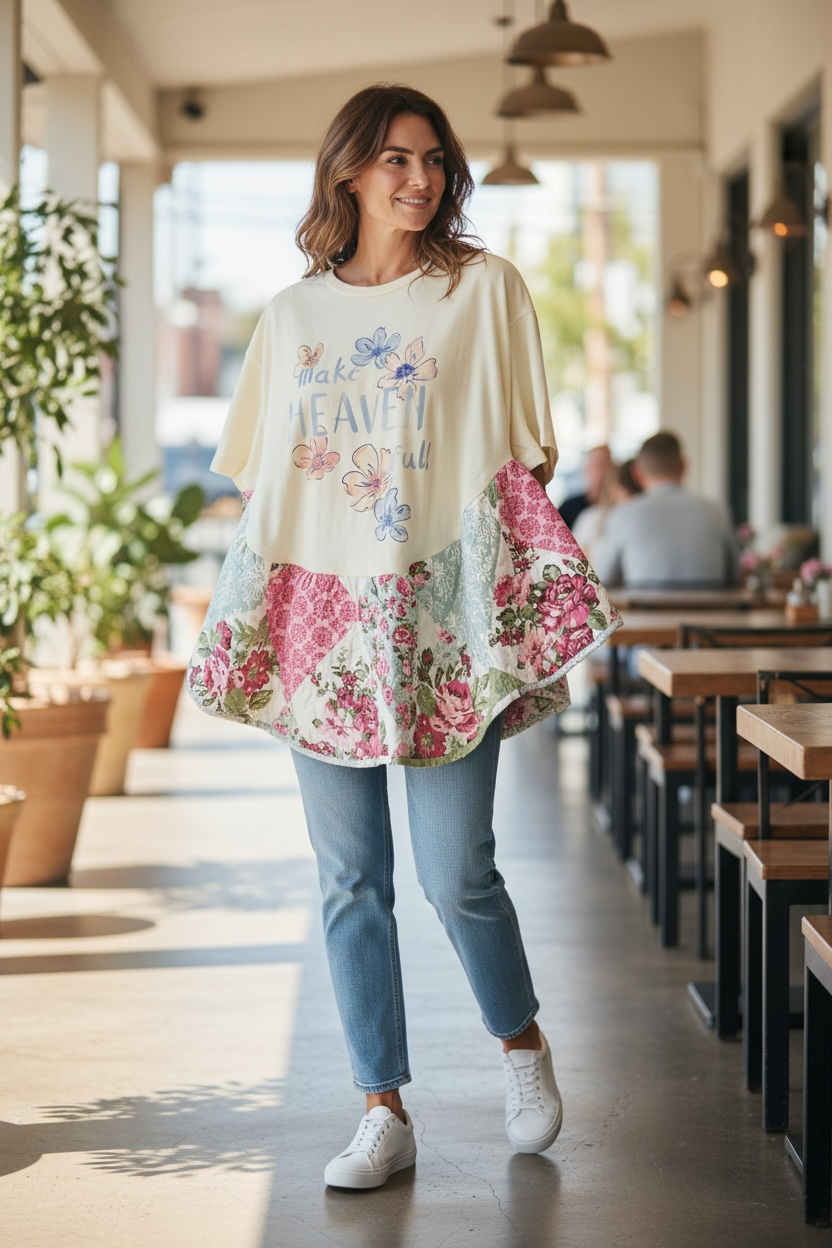 Crowded Quilted Rock Angel Poncho One Size Fits a Small to XXL (4-16) Oversized