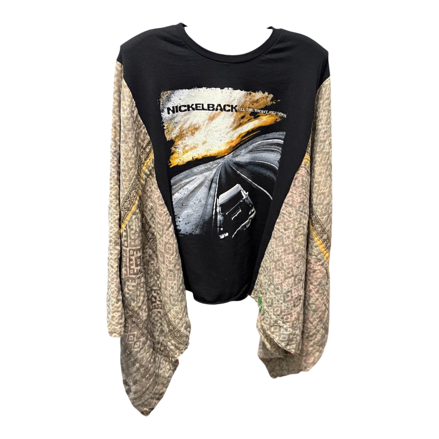 Nickelback Upcycled Vintage Kantha Poncho Tee Fits A Size Small to 3X