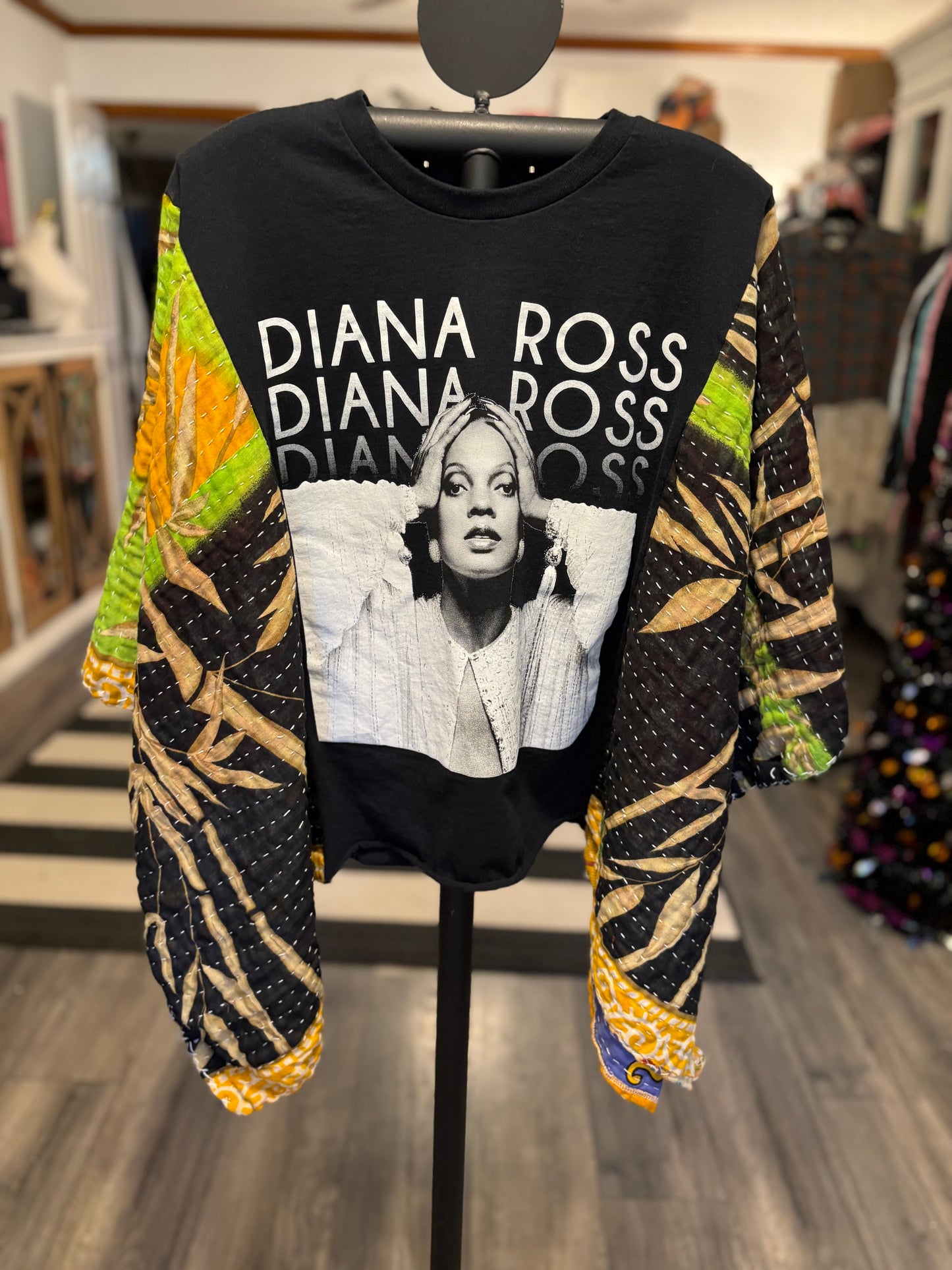Diana Ross Upcycled Vintage Kantha Poncho Tee Fits A Small to XL