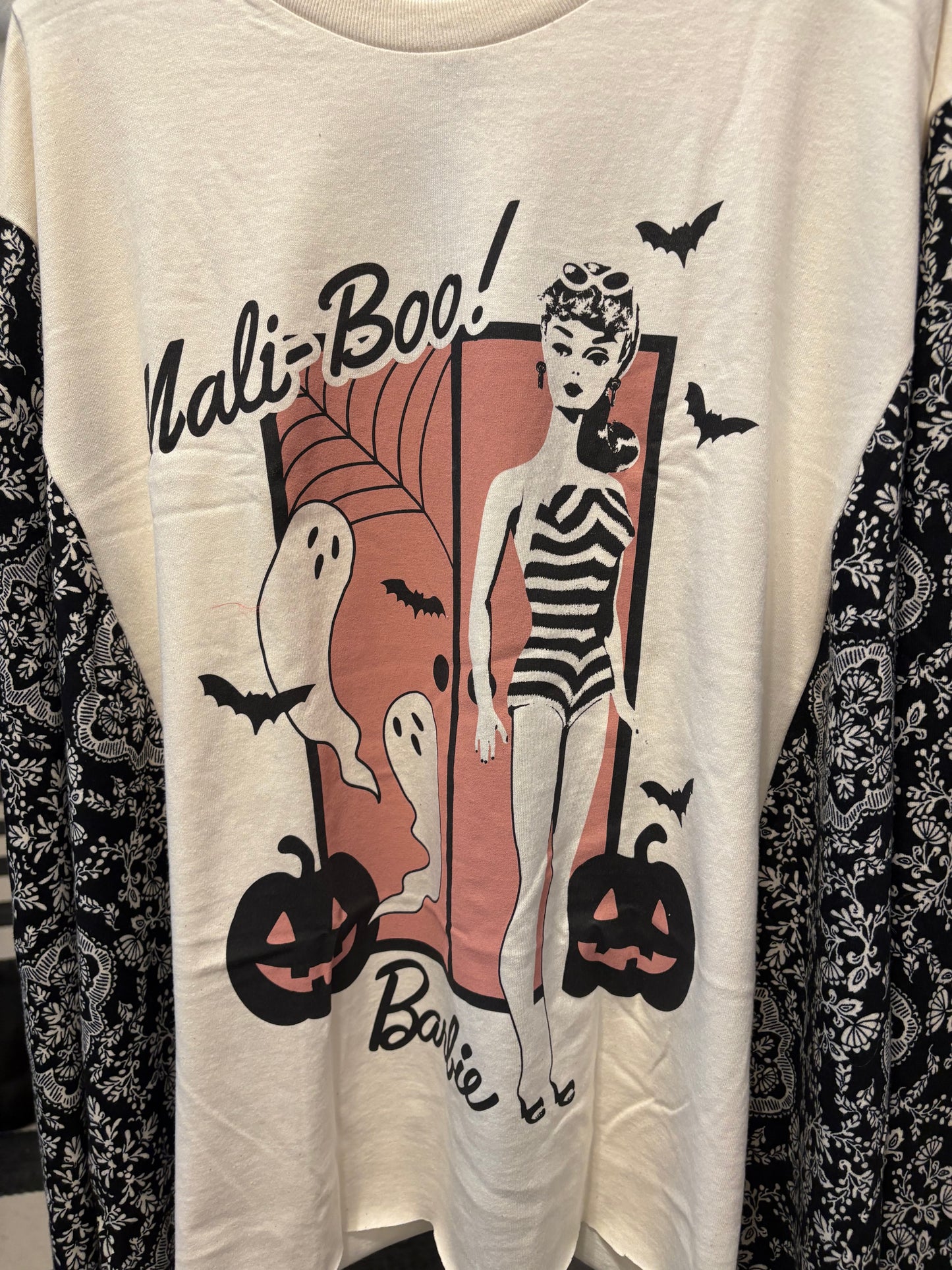 MaliBOO Barbie Upcycled Drop-Sleeve Knit Tee One Size Fits a Small to 3X