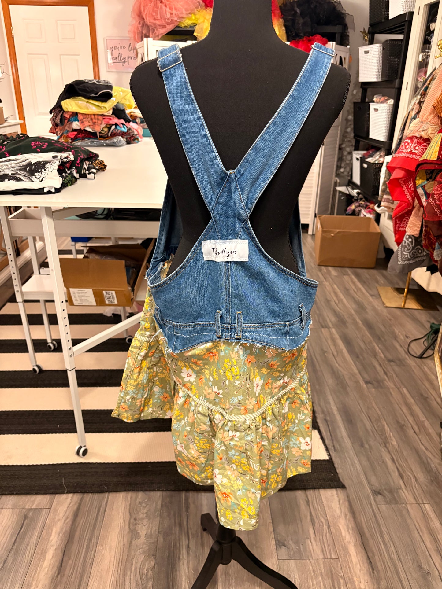 On The Prairie Overall Dress Fits a Size Small/Medium 4/6/8
