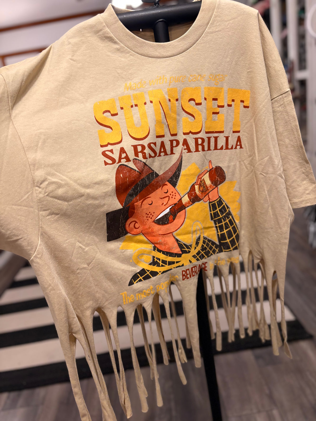 Sunset Sasparilla Fringe Tee One Size Fits Small to 3X