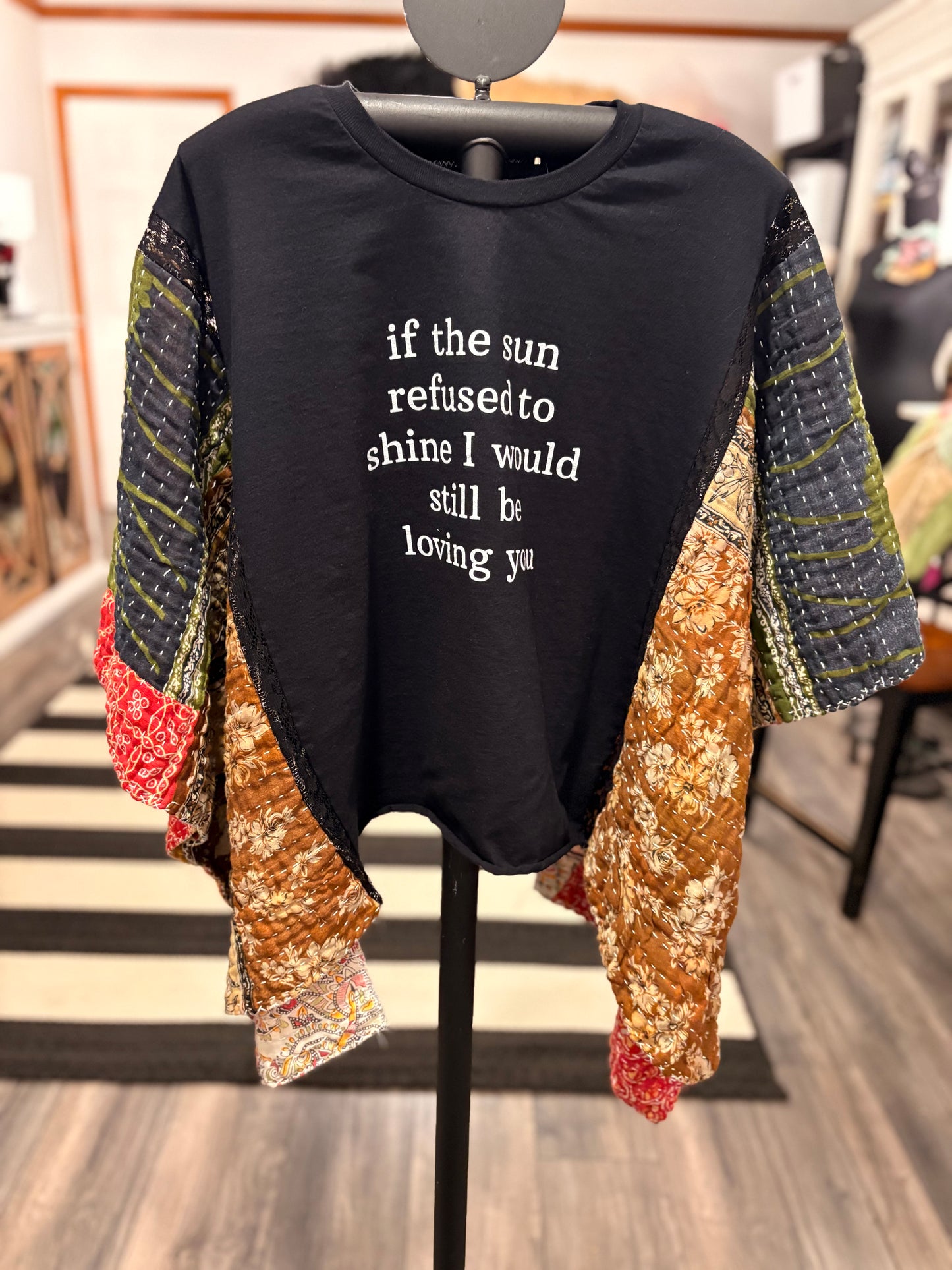 Still Be Loving You Upcycled Kantha Poncho One Size Fits a Small to XL