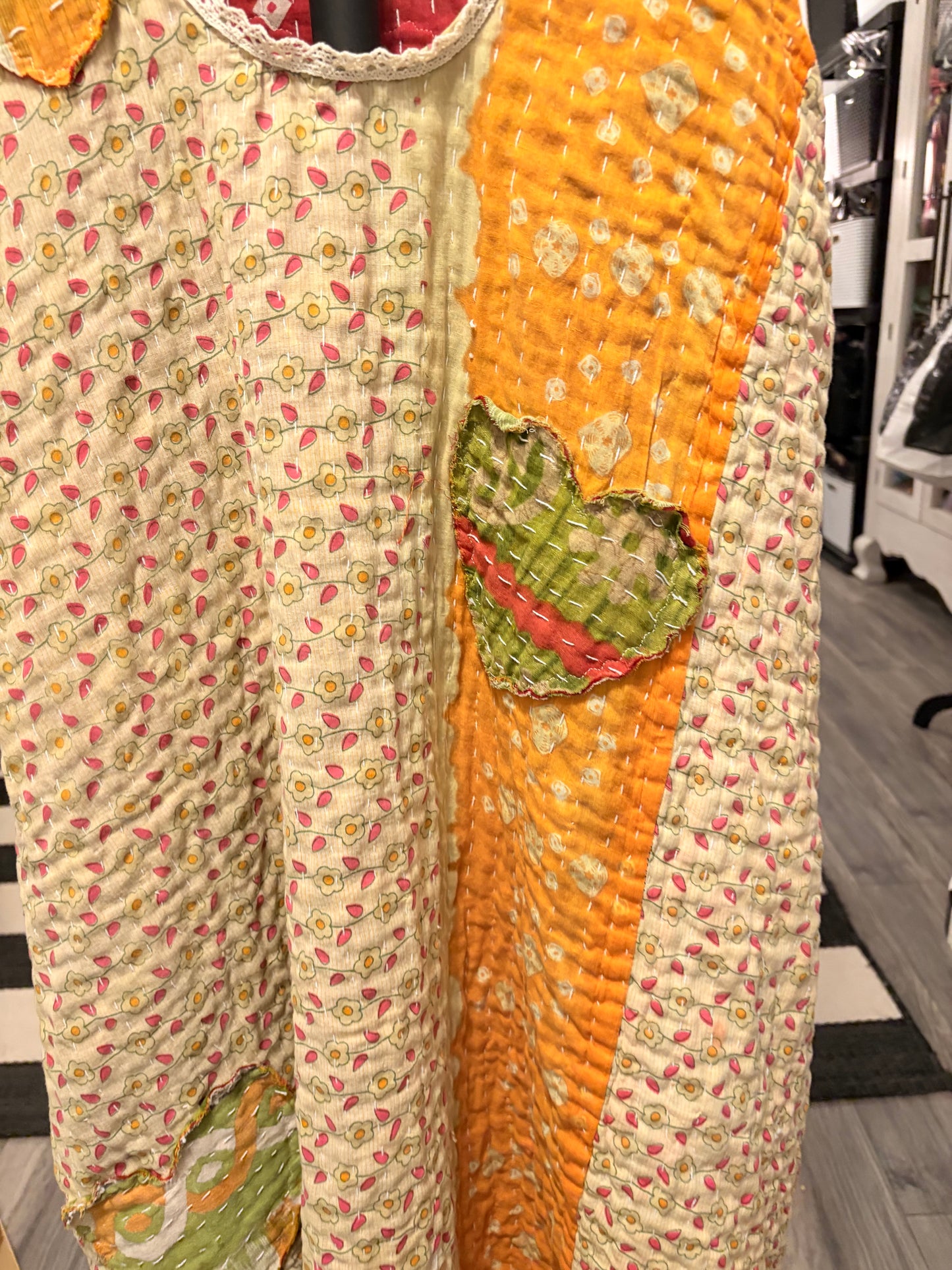 Van Gogh Upcycled Vintage Kantha Quilt ART Jumper One Size Fits A Small to XL Oversized