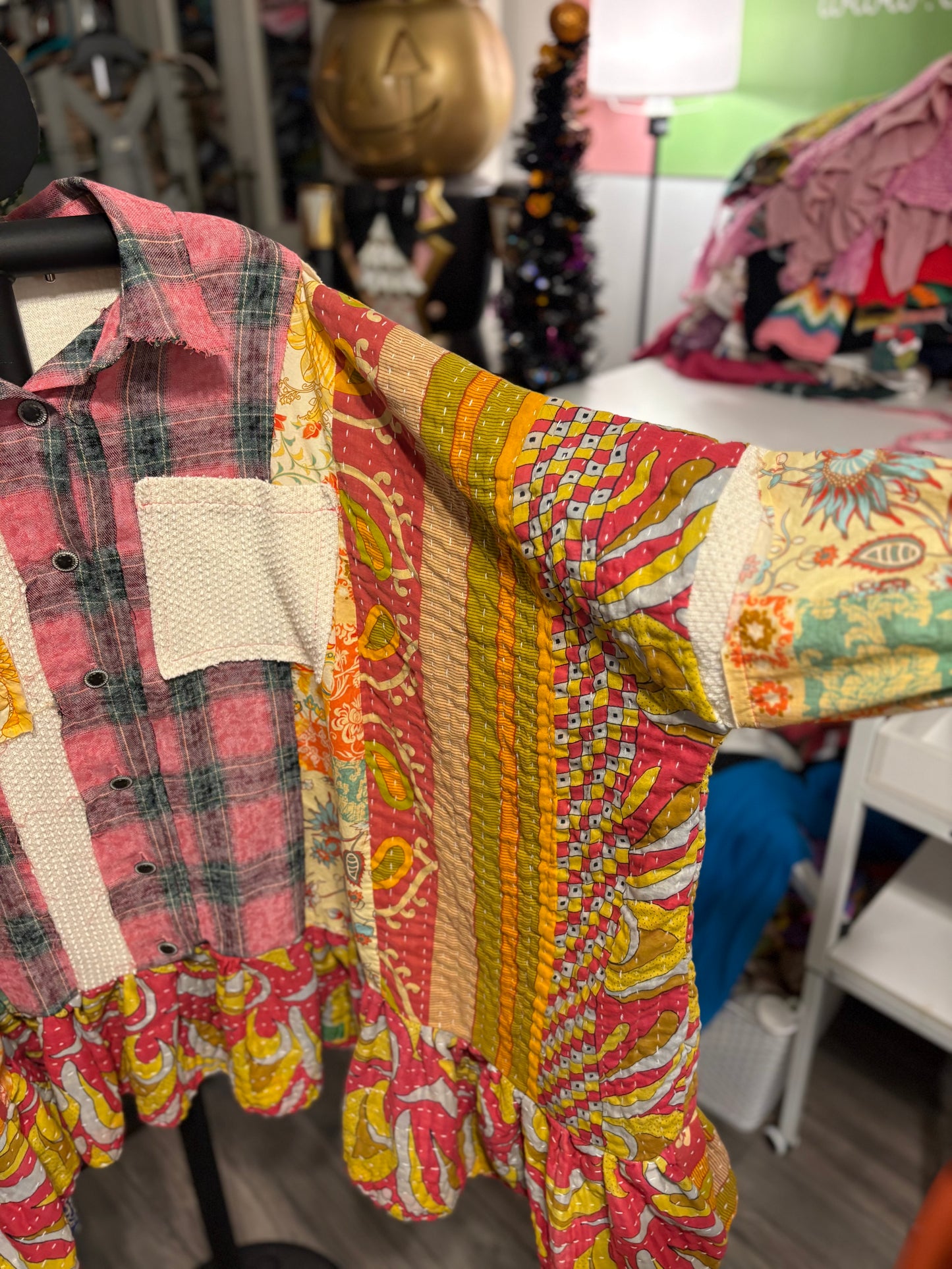 Abby Upcycled Vintage Kantha Dress/Long Shirt One Size Fits Most