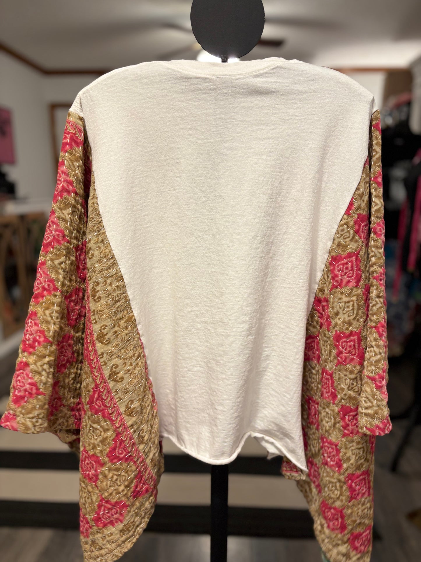 Merry and Bright Upcycled Vintage Kantha Poncho Tee One Size Fits A Small to XXL (6-18)