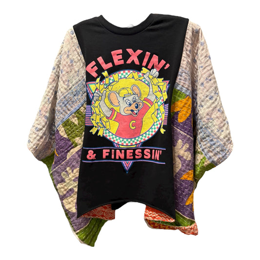 The Big Cheese Upcycled Vintage Kantha Poncho Tee Fits A Size Small to XXL