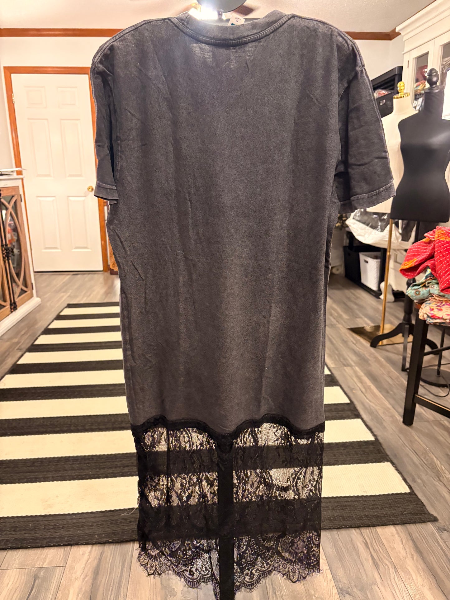 Dirty Daisy Lace Bottom Tee Dress OVERSIZED Fits a Small and Medium