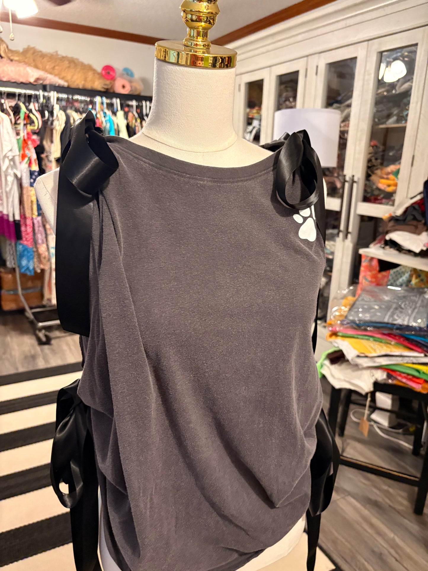 Dog Mom Upcycled Ribbon Tank One Size Fits Small to Large