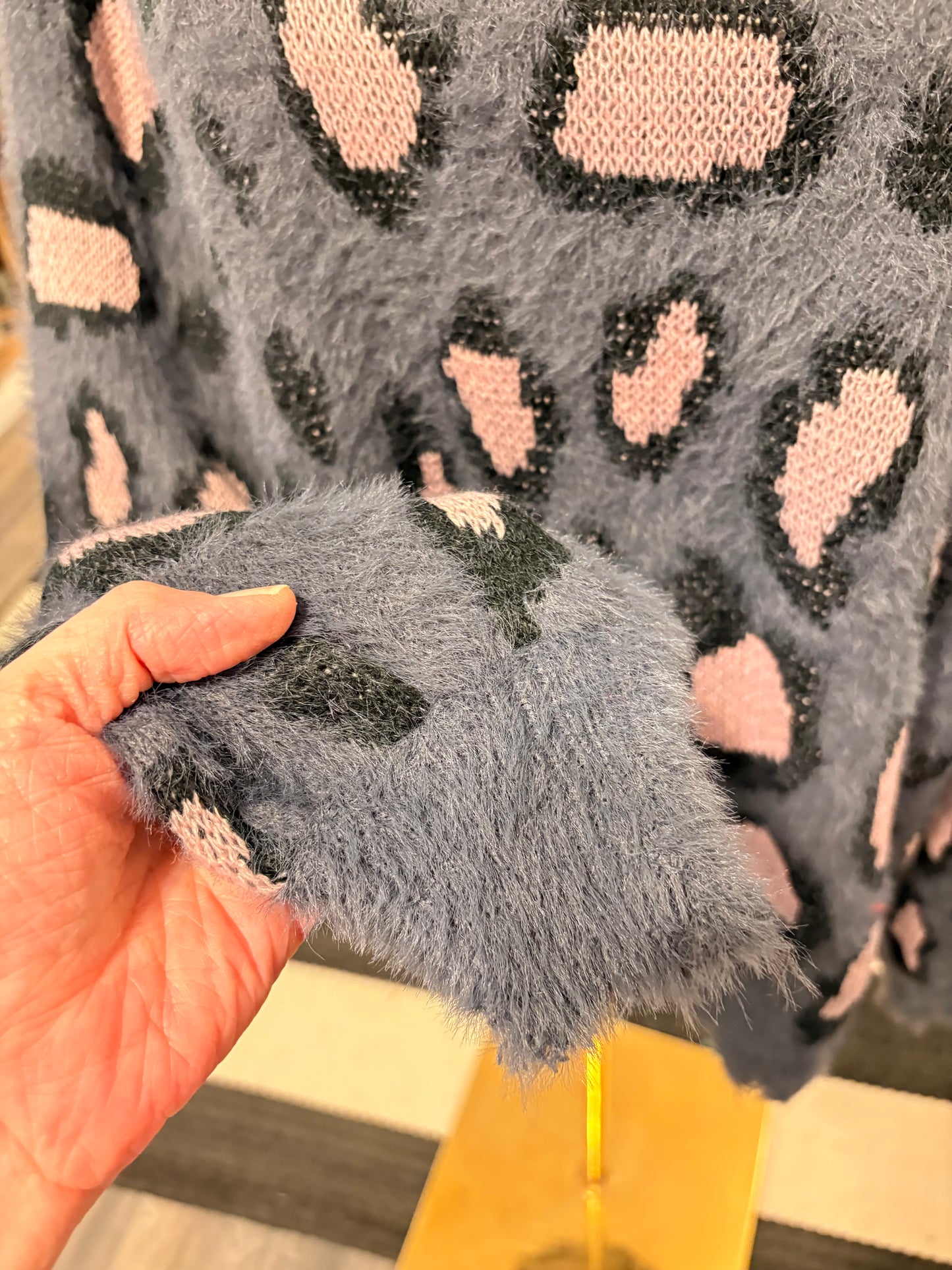Gray Fuzzy Cheetah Sweater Plus Size