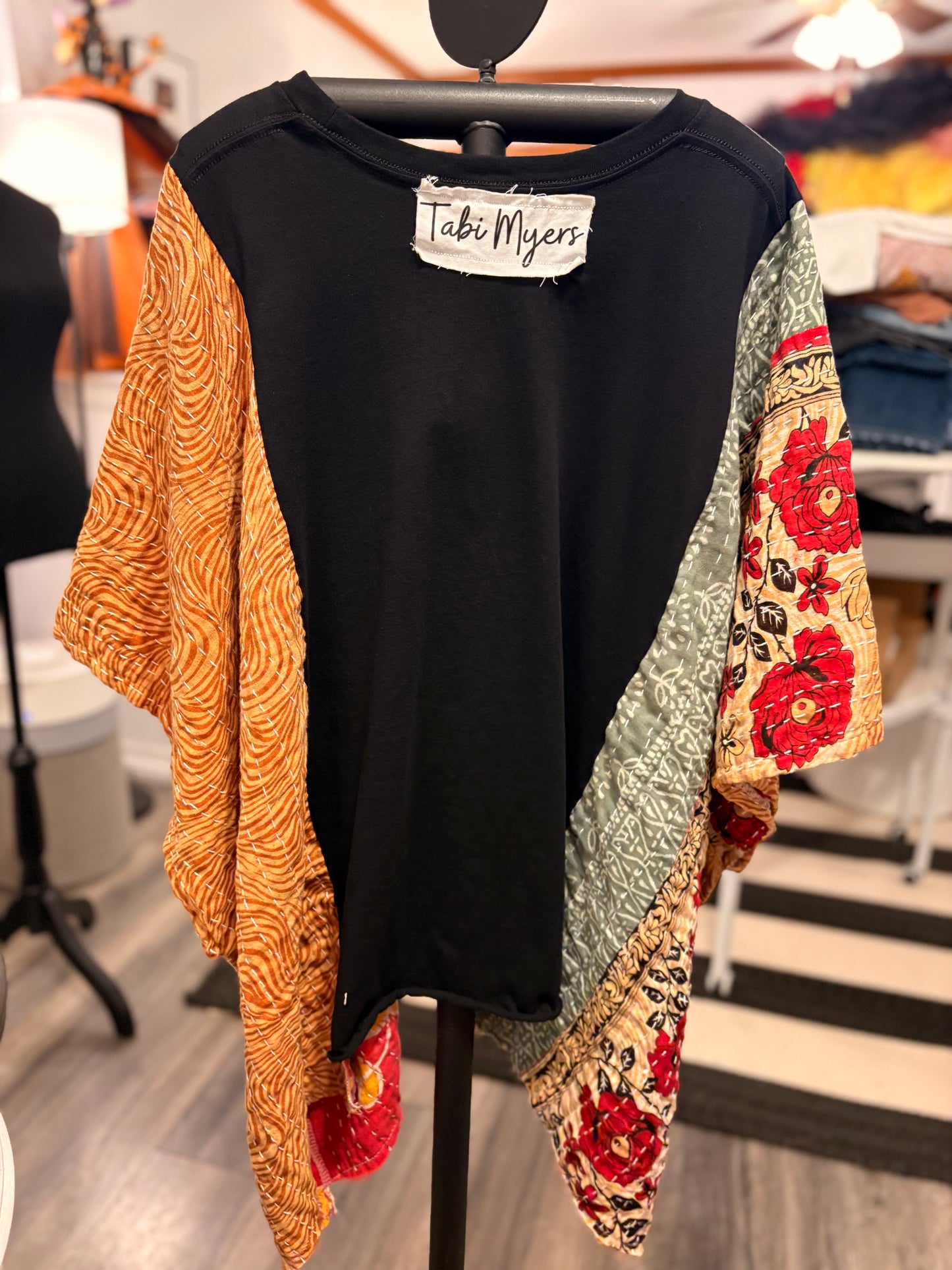 Rock You Like A Hurricane Upcycled Vintage Kantha Poncho One Size Fits a Small to XXL