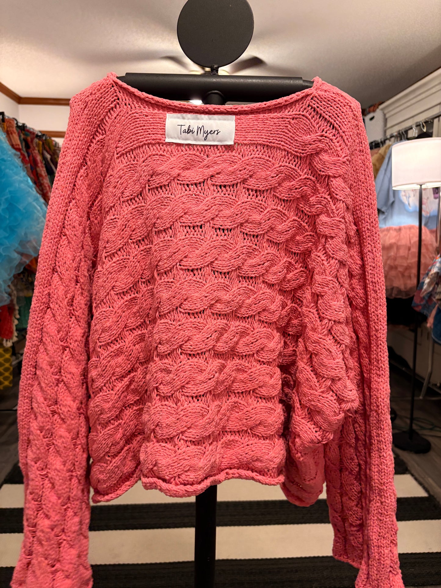 Petunia Pink Crochet Sweater