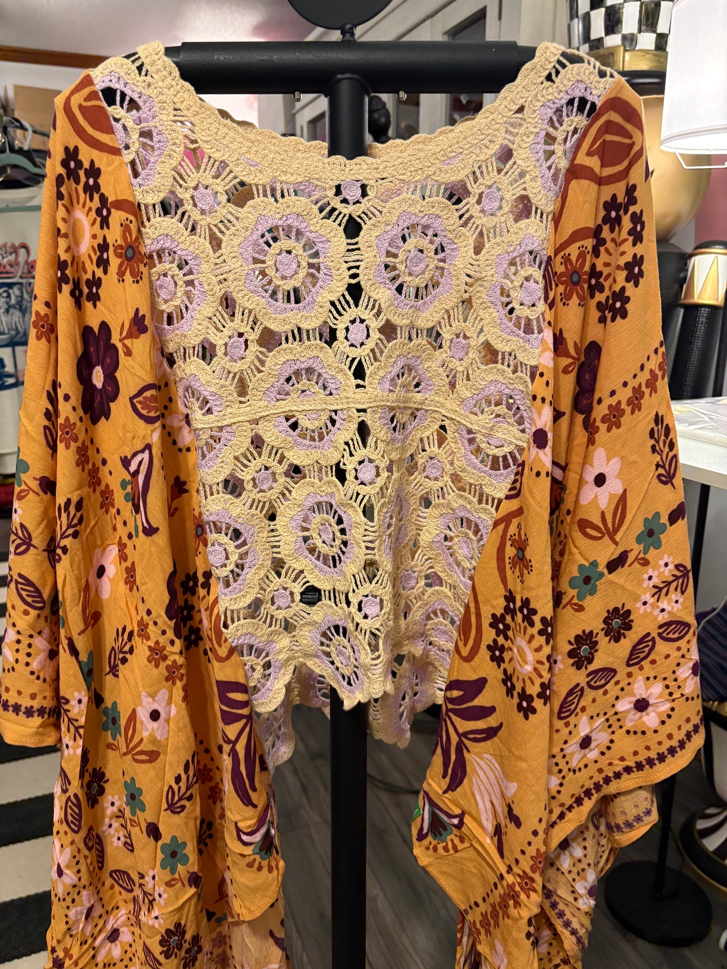 Lilac Dreams Upcycled Crochet Kimono Fits a Small to XXL