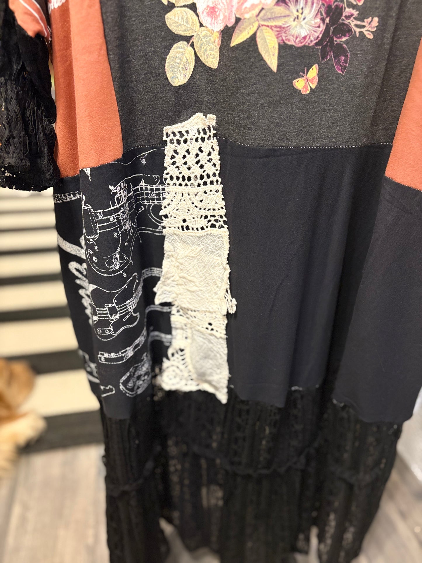 Pretty Disco Maxi Dress Upcycled Tee Dress One Size Fits a Large to 3X