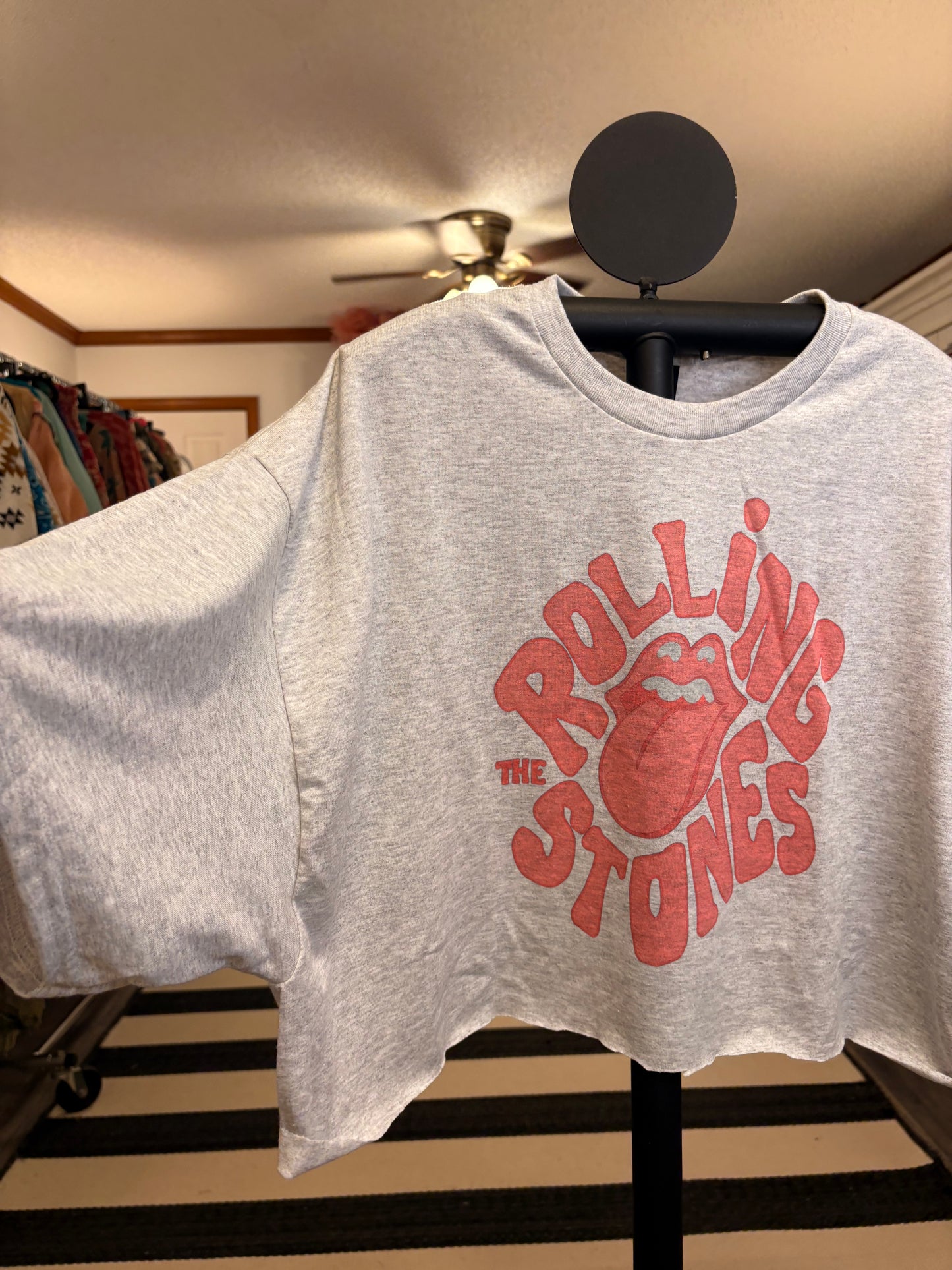 Stones in Pink Cut Off Tee One Size Fits Small to 2X