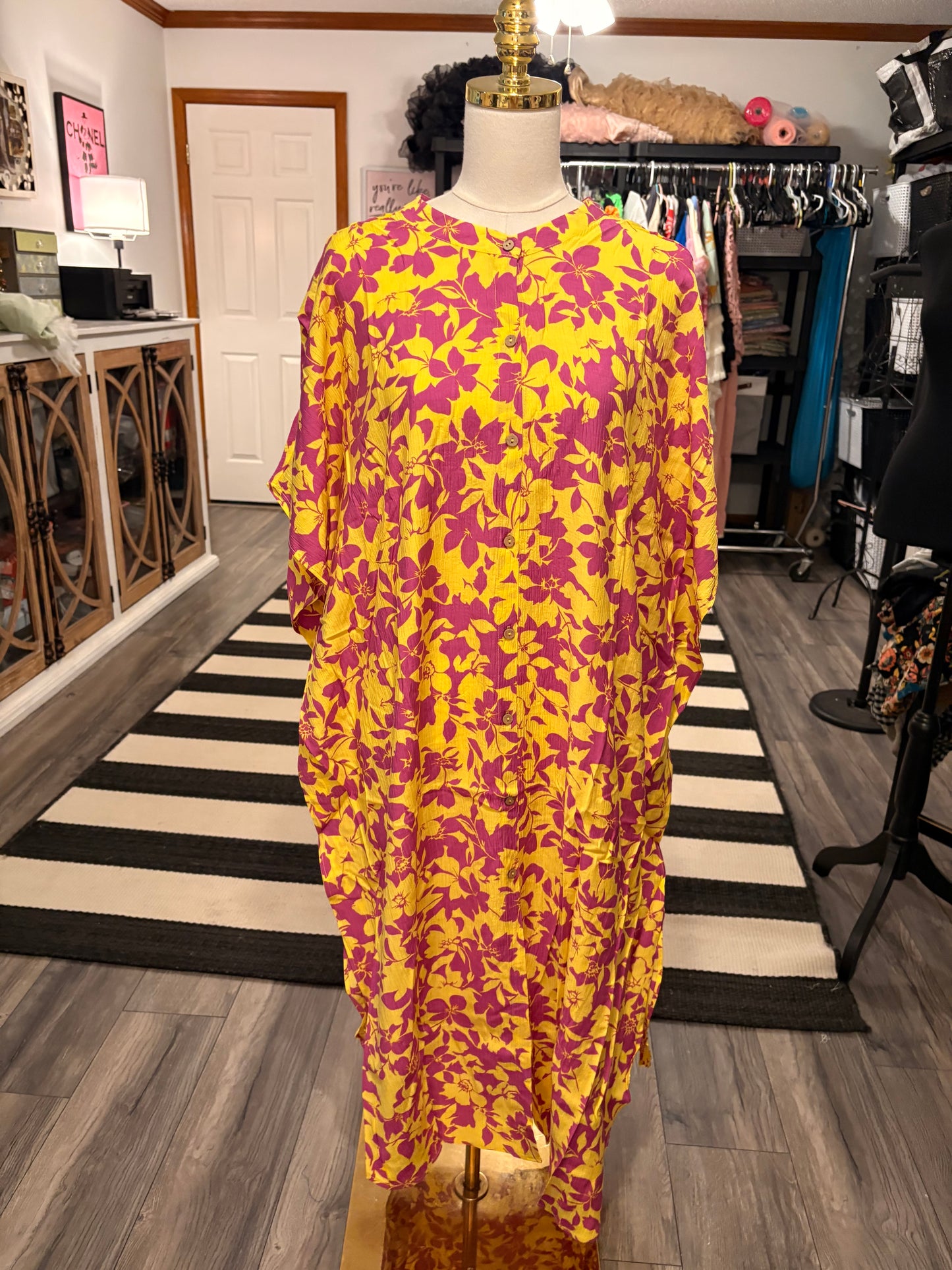 Yellow Button Down Duster/Dress