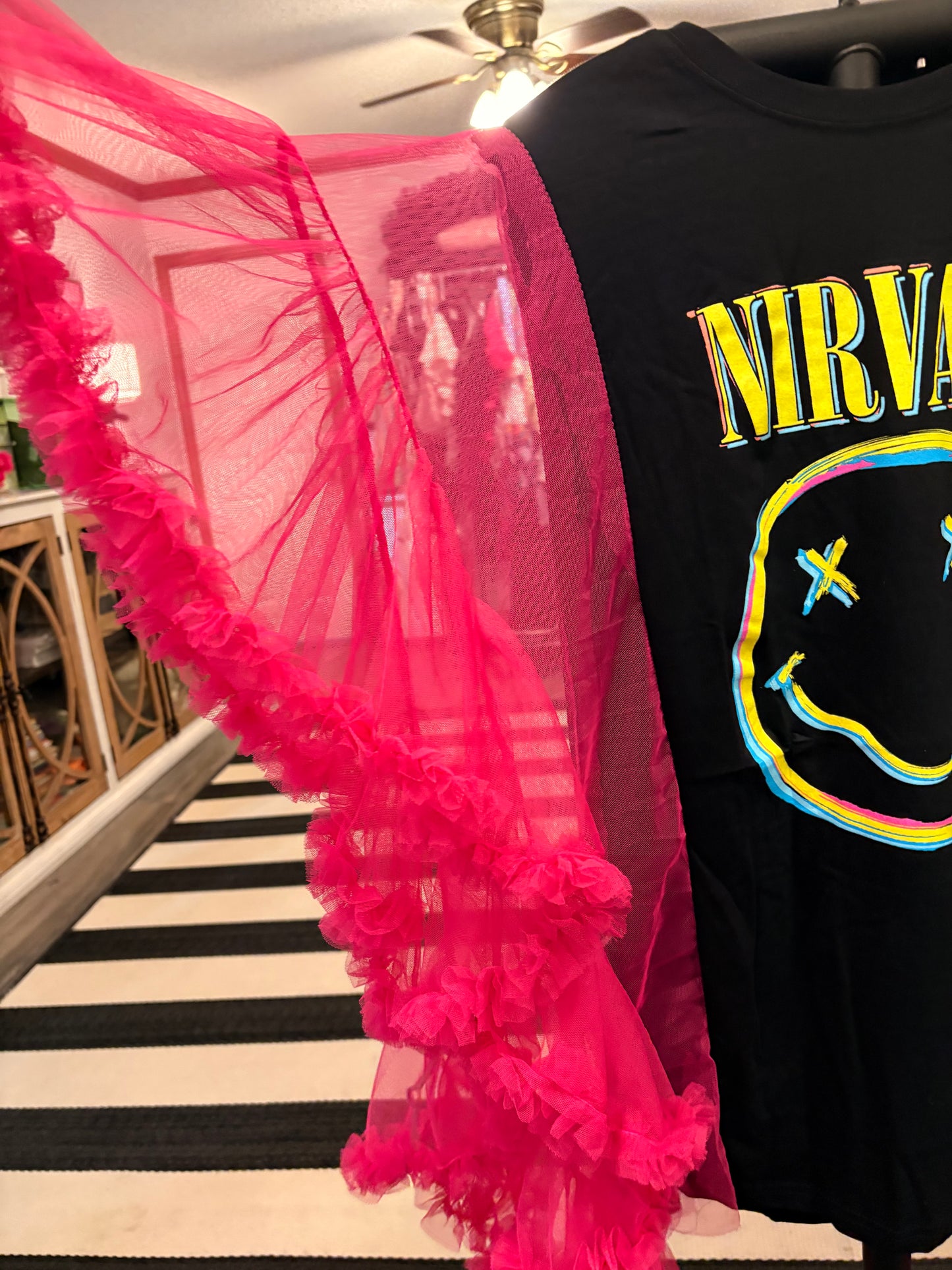 Nirvana Upcycled Rockstar Poncho One Size Fits a Small to 2X