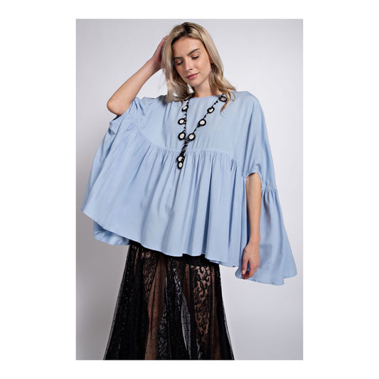 Sky Blue Batwing Top